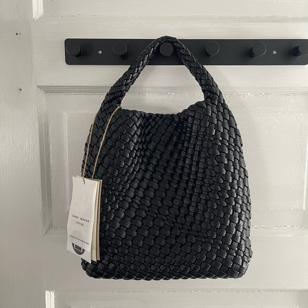 Elegant Black Woven Handbag